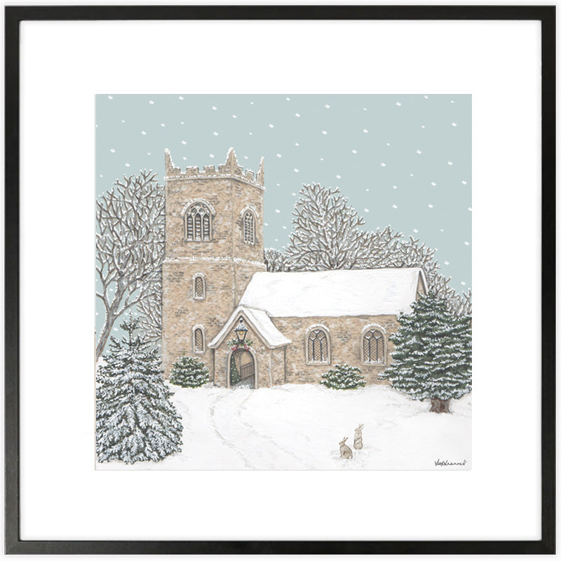 Country Church at Christmas Giclee Print