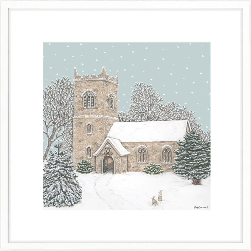 Country Church at Christmas Giclee Print