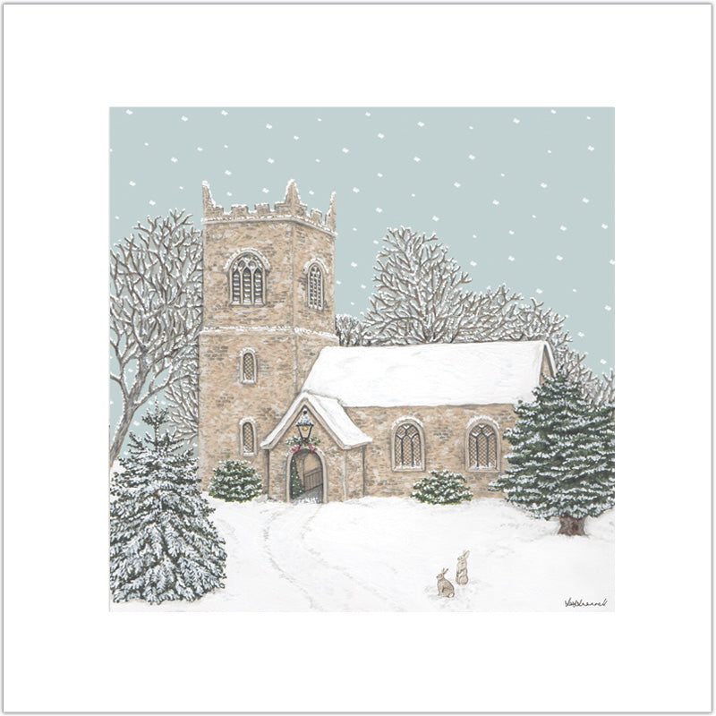 Country Church at Christmas Giclee Print