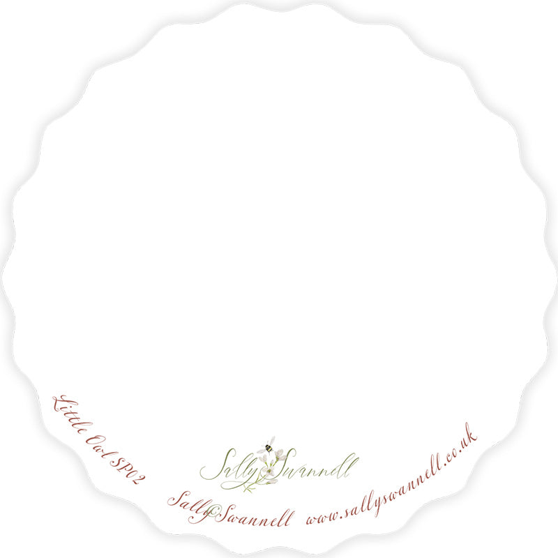 Decorative border with cursive text and website URL on a white background