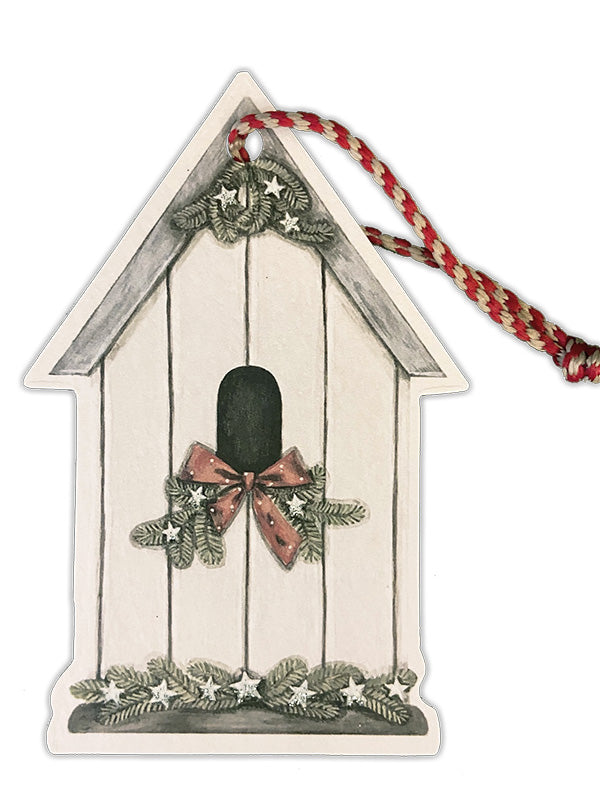 A pretty birdhouse christmas decoration/present topper