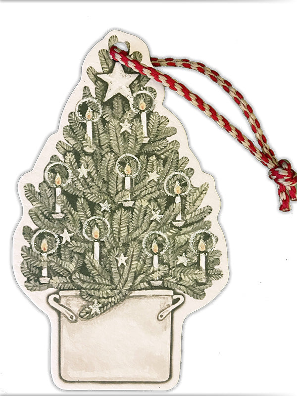 A pretty painted christmas tree shaped decoration.